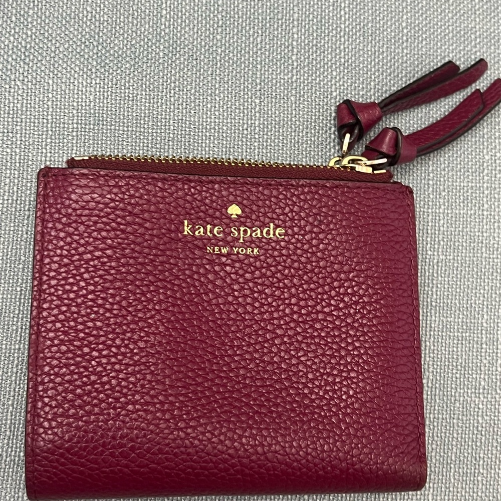 Kate Spade double zipper burgundy wallet